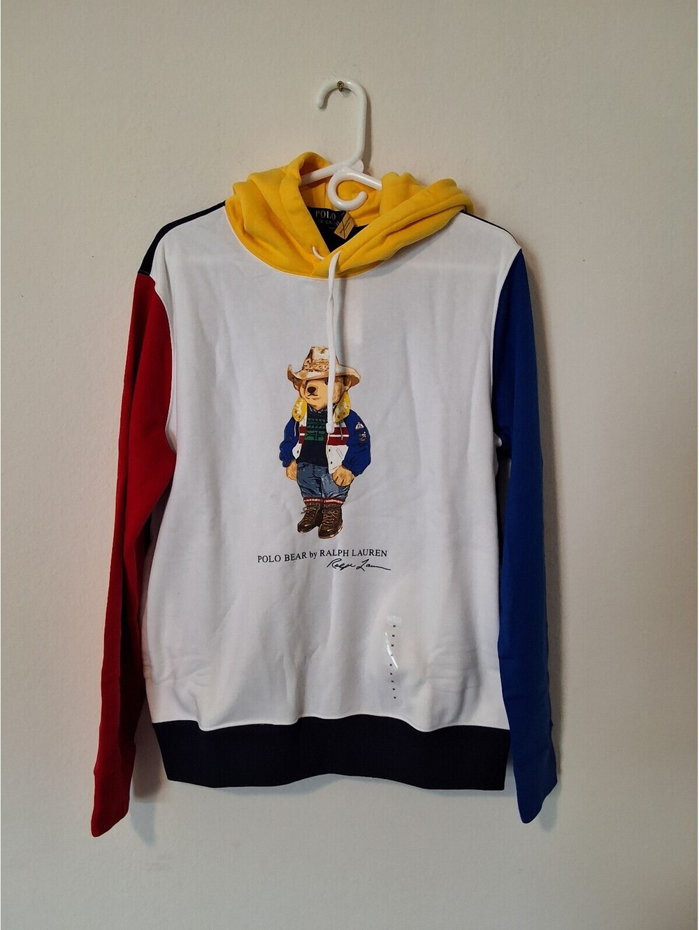 Polo Ralph Lauren Colorblock Polo Bear Hoodie Sweatshirt Medium